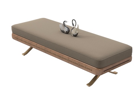 现代沙发长凳 软包长凳su模型