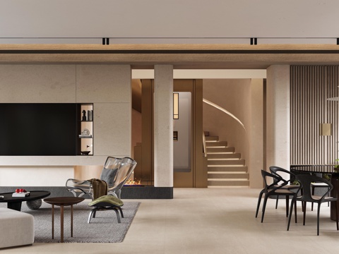  轻奢别墅 样板间 最新全套施工图 效果图合集cad施工图 