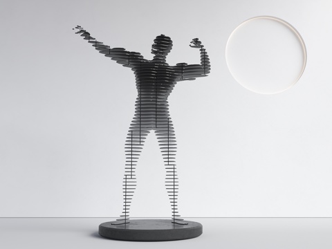 景观雕塑 人物雕塑 切片人物 切片雕塑 不锈钢雕塑 不锈钢人su模型