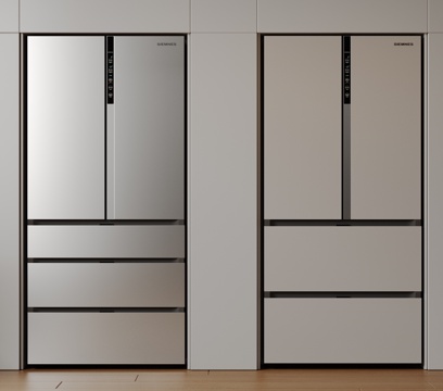 现代极简冰箱 双开门冰箱 简约冰箱柜 中古冰箱 意式冰箱 厨su模型