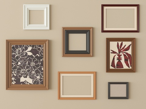  中古风装饰画 相框 画框3d模型 