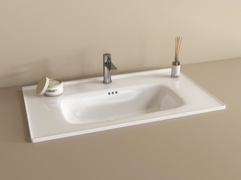  现代洗手台盆su模型 