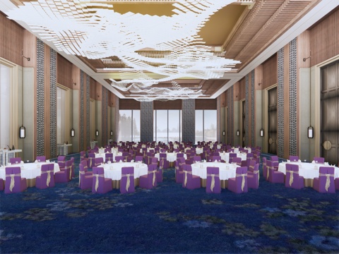 工装酒店空间宴会厅su模型