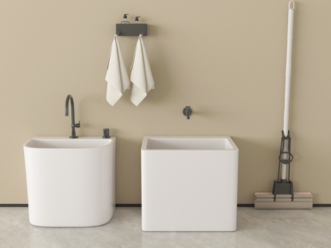  现代拖把池 拖布池 墩布池 拖把 卫浴小件3d模型 