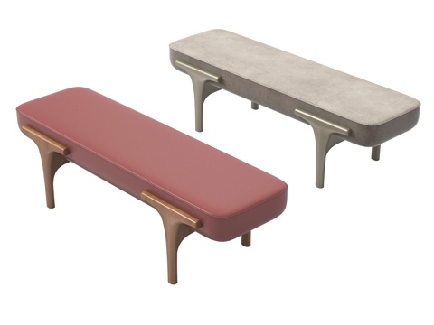  现代意式沙发凳 长凳 脚踏3d模型 