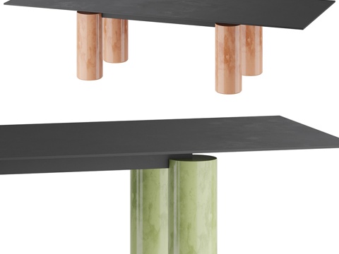  现代极简长餐桌3d模型3d模型 