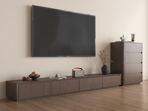  中古风电视柜 电视 斗柜3d模型 