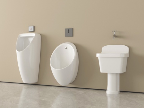  现代小便斗 小便器 小便池su模型 