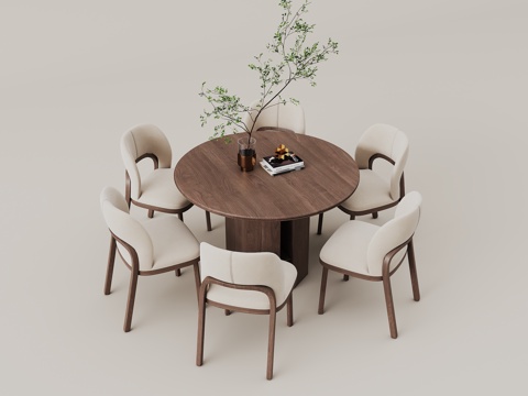  中古风餐桌椅组合3d模型 