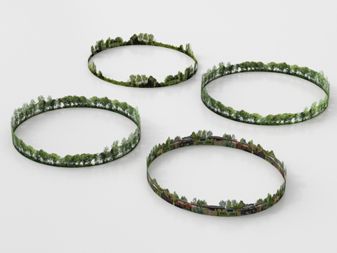  现代背景 环绕背景 城市背景 森林背景 外景贴图3d模型 