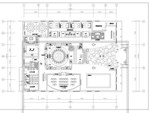 高档会所餐厅 最新平面施工图合集cad施工图