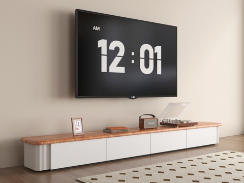 现代电视柜 落地电视柜 电视 摆件su模型