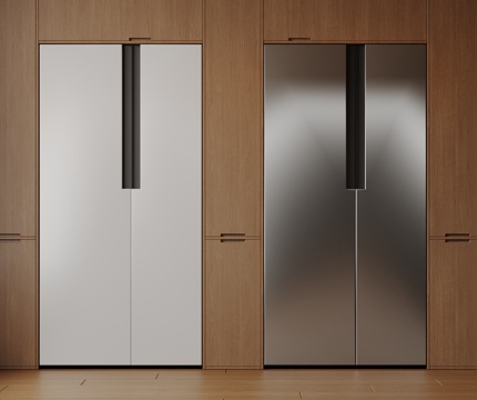 现代极简冰箱 双开门冰箱 简约冰箱柜 中古冰箱 意式冰箱 厨su模型