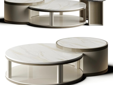  现代意式圆茶几组合3d模型 