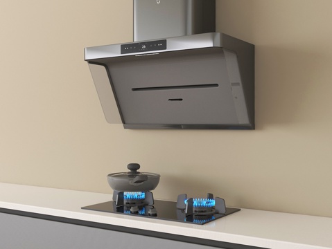  现代油烟机 燃气灶3d模型 