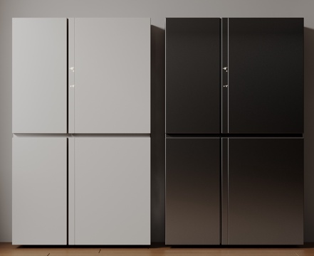  现代极简冰箱 双开门冰箱 简约冰箱柜 中古冰箱 意式冰箱 厨su模型 