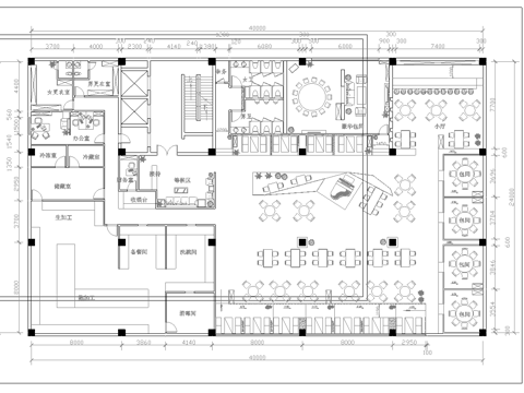 800平音乐西餐厅 最新平面施工图合集cad施工图