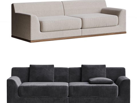 现代简约双人沙发 侘寂沙发 布艺沙发su模型