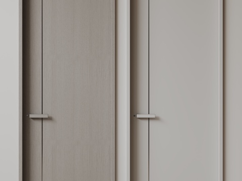  现代极简双开门 中古平开门 入户门 防盗门 通顶对开门 别墅su模型 