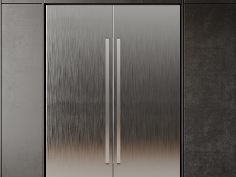 现代极简冰箱 双开门冰箱 简约冰箱柜 中古冰箱 意式冰箱 厨su模型