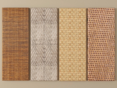  中式藤编屏风隔断 藤编制品3d模型 