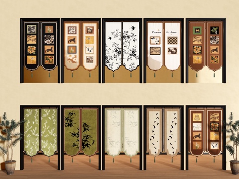  门帘 拉帘 厨房门帘 茶馆 布帘3d模型 