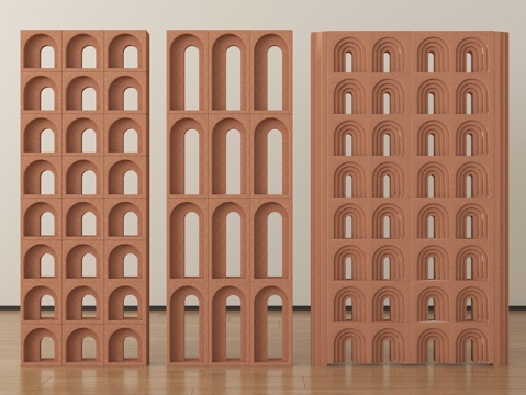  现代镂空水泥砖 水泥砖隔断 预制砖墙砖3d模型 