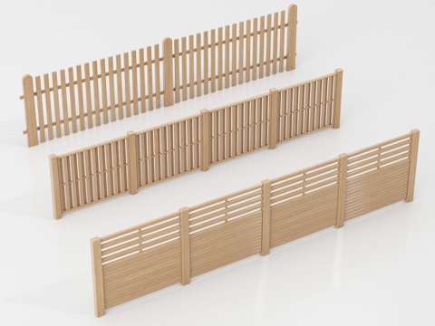 现代栅栏 围栏 竹篱笆 护栏 木栅栏su模型