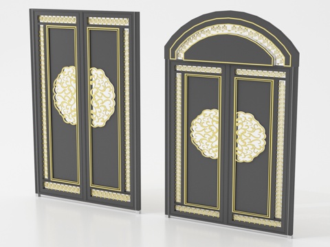  法式大门 双开门 入户门3d模型 