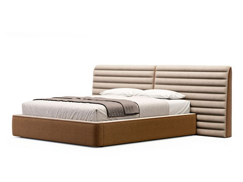  现代简约双人床 双人床 简约床 卧室床 抱枕 床垫3d模型 