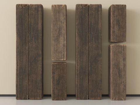  中式木头 木板 木条 旧木板 老木头3d模型 