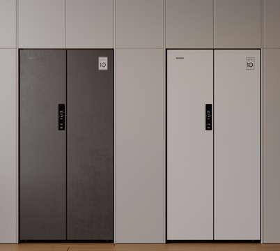 现代极简冰箱 双开门冰箱 简约冰箱柜 中古冰箱 意式冰箱 厨su模型