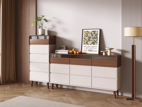 现代边柜 储物柜su模型