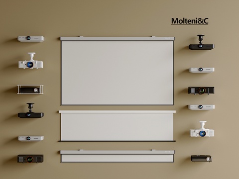  投影仪 幕布 投影设备su模型 