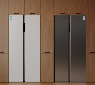 现代极简冰箱 双开门冰箱 简约冰箱柜 中古冰箱 意式冰箱 厨su模型