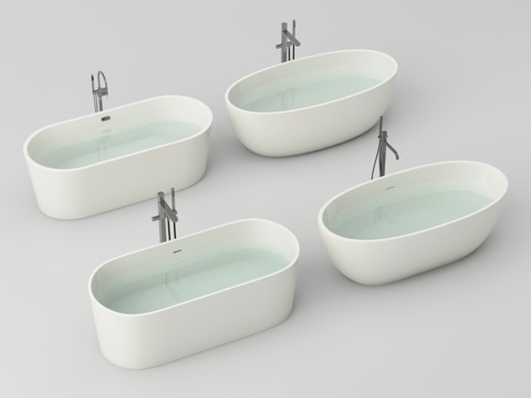  现代浴缸 浴缸 一体式浴缸 浴缸水龙头3d模型 