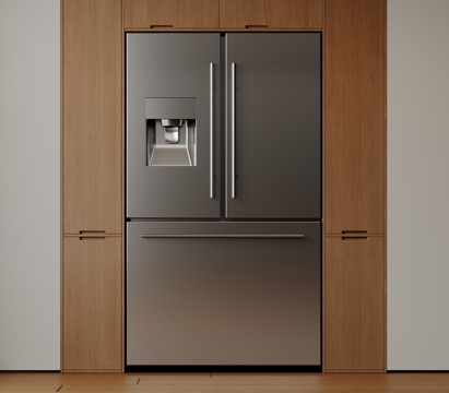  现代极简冰箱 双开门冰箱 简约冰箱柜 中古冰箱 意式冰箱 厨3d模型 