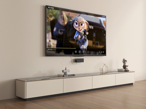  现代奶油风电视柜 电视 摆件3d模型 