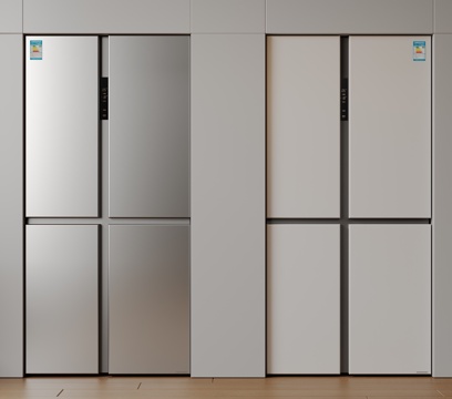  现代极简冰箱 双开门冰箱 简约冰箱柜 中古冰箱 意式冰箱 厨3d模型 