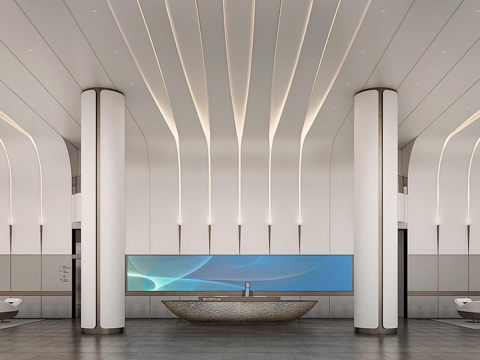  办公楼大堂 最新全套施工图 效果图合集cad施工图 