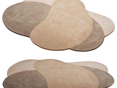  现代侘寂异形羊毛地毯3d模型 