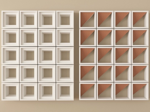  现代镂空水泥砖 水泥砖隔断 预制砖墙砖3d模型 
