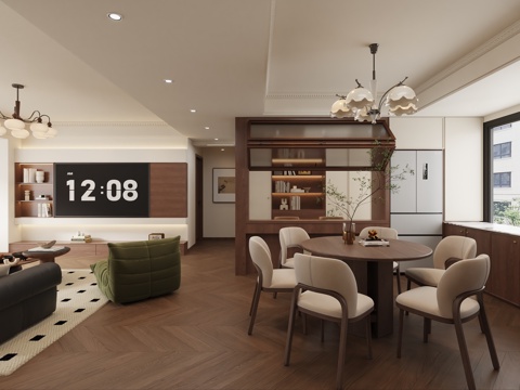  中古风客厅3d模型 