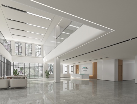  办公楼大堂 最新全套施工图 效果图合集cad施工图 