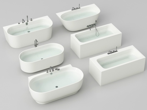  现代浴缸组合 水龙头3d模型 