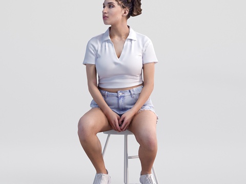  坐着的女人3d模型 