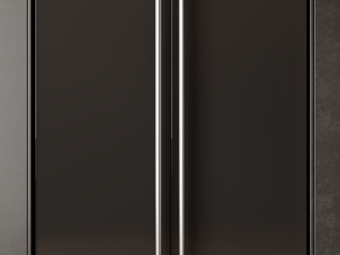 现代极简冰箱 双开门冰箱 简约冰箱柜 中古冰箱 意式冰箱 厨su模型