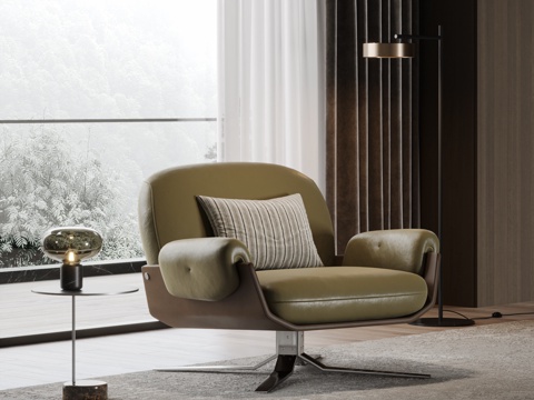 MINOTTI 现代意式休闲椅 沙发椅 单人沙发 落地灯su模型