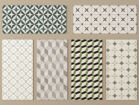  法式中古地砖花砖 仿古砖拼花复古砖3d模型 