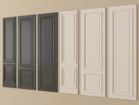  法式护墙板 线条 背景墙3d模型 